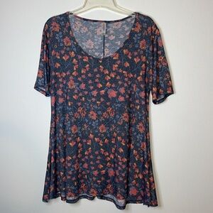 LuLaRoe Swing Top Tunic Floral Print Scoop Neck Size Medium